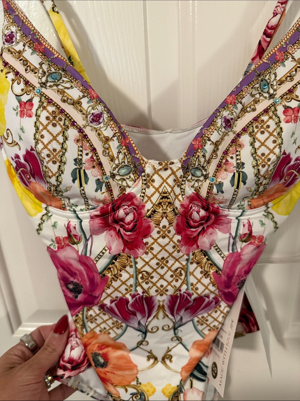 Camilla Floral One-Piece Swimsuit in Pink, Yellow, Orange - Picture 8 of 11
